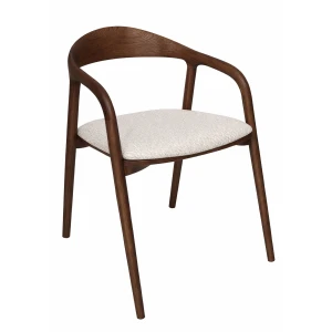 Krzesło drewniane z podłokietnikami krzesło skandynawskie do jadalni krzesło designerskie krzesło tapicerowane z podłokietnikami krzesło jesionowe japandi orzech lagos kr-53 
