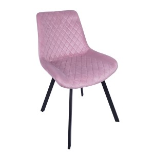 Krzesło tapicerowane do salonu jadalni do toaletki różowe pikowane loft industrial czarne metalowe nogi róż kansas