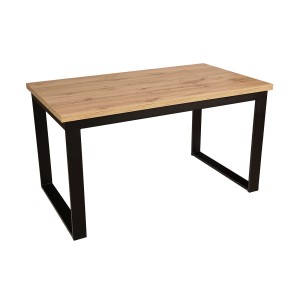 Stół rozkładany stół do jadalni salonu loft industrialny płyta laminowana dąb wotan czarne metalowe nogi iris st-29