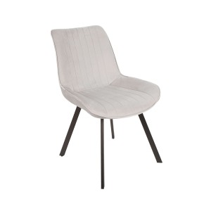 Krzesło tapicerowane do salonu jadalni szare jasny popiel pikowane loft industrial czarne metalowe nogi verti