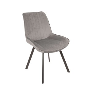 Krzesło tapicerowane do salonu jadalni szare ciemny popiel pikowane loft industrial czarne metalowe nogi  verti