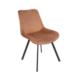 Krzesło tapicerowane do salonu jadalni brązowe pikowane loft industrial czarne metalowe nogi verti