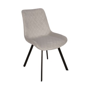 Krzesło tapicerowane do salonu jadalni szare jasny popiel pikowane loft industrial czarne metalowe nogi  kansas 