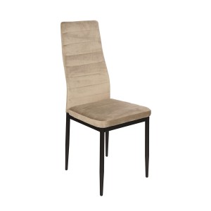 Krzesło tapicerowane do salonu jadalni velvet welur beżowe z przeszyciami fado