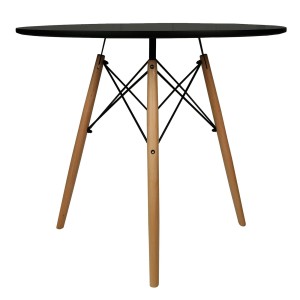 Stół do salonu jadalni stół okrągły stół kuchenny skandynawski czarny drewniane nogi ø 90cm o