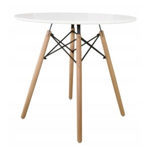 Stół do salonu jadalni stół okrągły stół kuchenny skandynawski biały drewniane nogi ø 80cm o