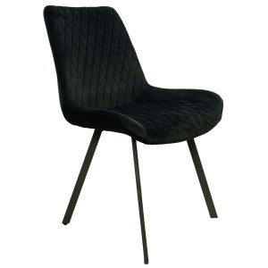Krzesło tapicerowane do salonu jadalni czarne pikowane loft industrial czarne metalowe nogi  kansas 