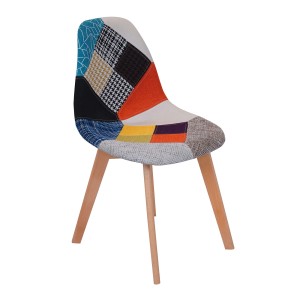 Krzesło tapicerowane skandynawskie drewniane nogi patchwork wielokolorowe havana