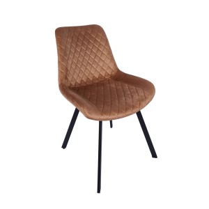 Krzesło tapicerowane do salonu jadalni brązowe pikowane loft industrial czarne metalowe nogi  kansas 