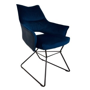 Krzesło tapicerowane welur salon kuchnia velvet granatowe metalowe czarne nogi styl loft industrialny mediolan