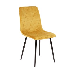 Krzesło tapicerowane welurowe pikowane do salonu jadalni kuchni restauracji metalowe nogi złote naomi