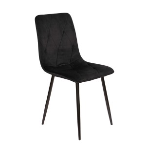 Krzesło tapicerowane welurowe pikowane do salonu jadalni kuchni restauracji metalowe nogi czarne naomi
