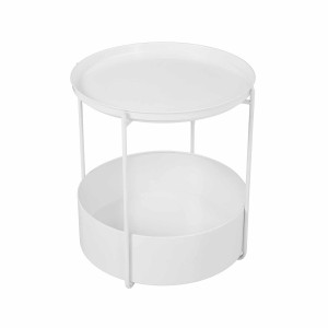 Stolik z gazetnikiem okrągły stolik kawowy ława z pojemnikiem do przechowywania biała tuluza