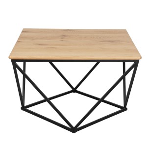 Stolik kawowy stoliczek kawowy ława stolik drewniany stolik dębowy stolik geometryczny dąb sękaty styl loftowy industrialny metalowa noga diament czarna Ł-22