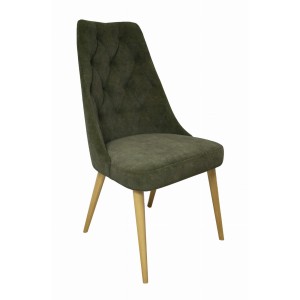 Krzesło skandynawskie drewniane tapicerowane do jadalni kuchni salonu bukowe zielony tkanina zoya 14 kolor drewna buk naturalny lakier bezbarwny styl skandynawski nr 985 