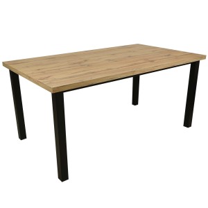 Stół rozkładany stół do jadalni salonu loft industrialny płyta laminowana dąb wotan czarne metalowe nogi st-13