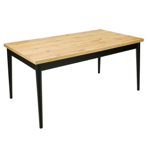 Stół rozkładany stół do jadalni salonu płyta laminowana dąb wotan nogi drewniane bukowe czarne st-05