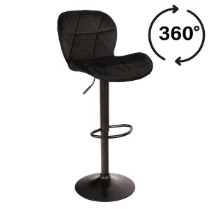 Hoker krzesło barowe czarne  welurowe welur czarny czarna podstawa metalowa zoya black 