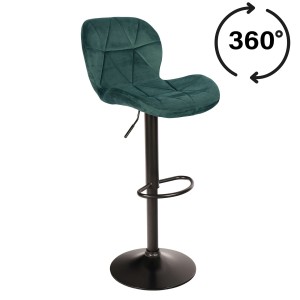 Hoker krzesło barowe  welurowe welur zielony butelkowa zieleń czarna podstawa  zoya black