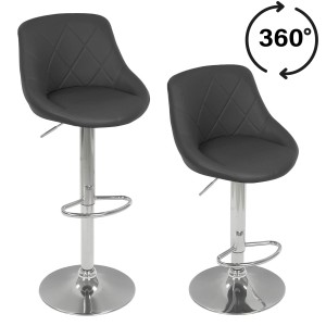 Hoker krzesło barowe  regulowane z przeszyciami szary popiel ekoskóra roma 