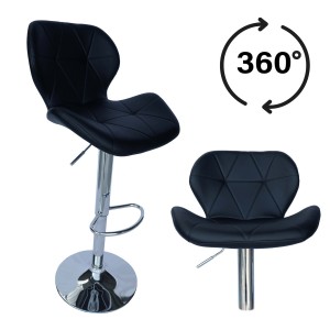 Hoker krzesło barowe  regulowane z przeszyciami czarny ekoskóra zoya