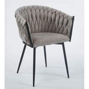 Krzesło plecione krzesło przeplatane krzesło tapicerowane do jadalni krzesło do toaletki nowoczesne beżowe cappuccino raven 30 asti 