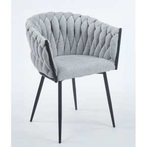 Krzesło plecione krzesło przeplatane krzesło tapicerowane do jadalni krzesło do toaletki nowoczesne szare jasny popiel raven 06 asti 