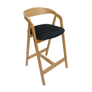 Hoker krzesło barowe hoker do kuchni hoker do wyspy hoker dębowy tapicerowany z oparciem hoker barowy do restauracji jadalni drewniany dąb naturalny H-7