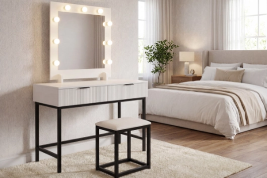 Toaletka z lustrem LED - jak wybrać idealny model do sypialni?